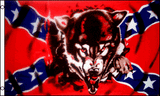3x5 Confederate Flag, Wolf coming through flag