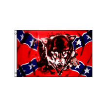 3x5 Confederate Flag, Wolf coming through flag