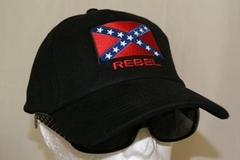 BLACK HAT WITH REBEL FLAG PATCH