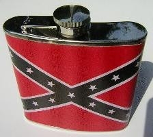 Rebel Flag Leather Covered Stainless Flask