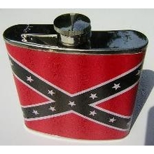 Rebel Flag Leather Covered Stainless Flask