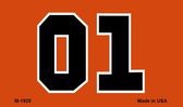 01 orange license plate
